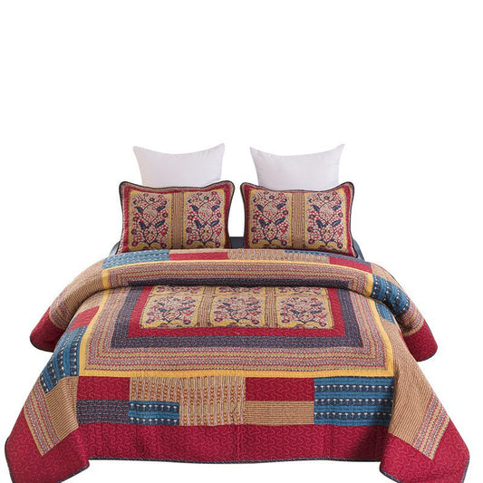 3 Piece reversible quilt bedding set(1 quilt plus 2 pillowcase)