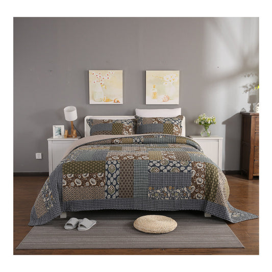 3 Piece reversible quilt bedding set(1 quilt plus 2 pillowcase)