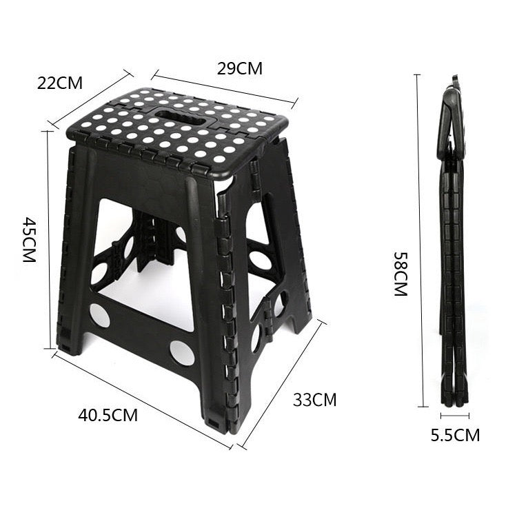 Lightweight, Durable, Foldable Step Stool With Handle, Suitable for Adults& Children, for Kitchens, Bathrooms, Outdoor (Black)