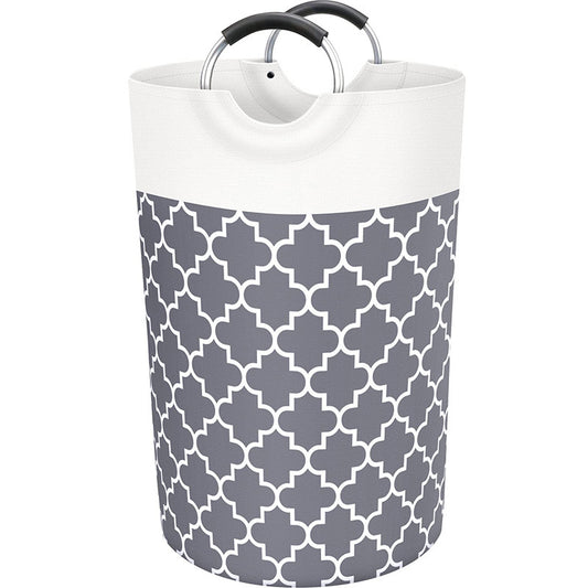 Large Laundry Basket Collapsible Tall With Handles Waterproof Travel Bathroom Essentials Storage For Dorm, Family (Grey),82L
