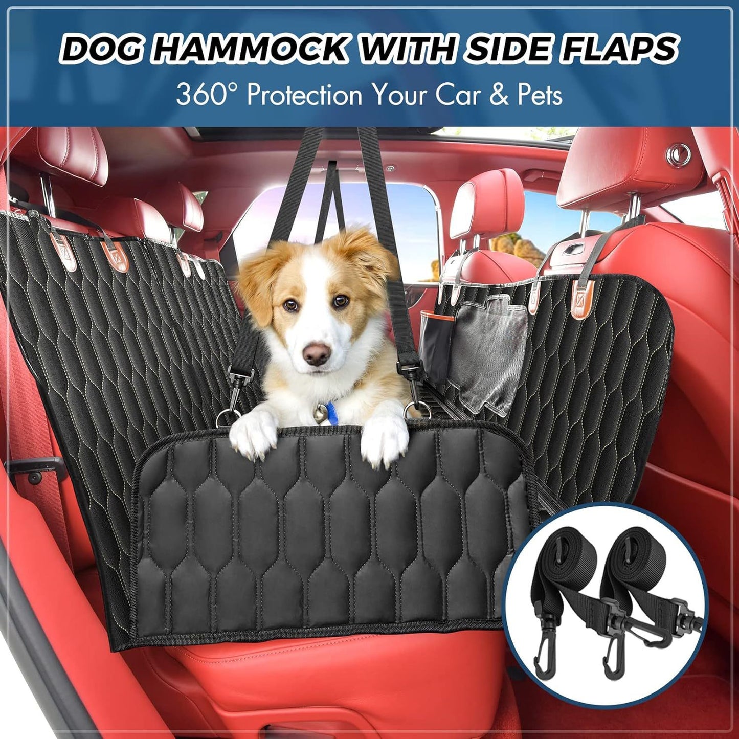 Dog Car Seat Covers with Mesh Window,Dog seat Cover with Side Flap for Cars, Trucks, and Suv's - Waterproof & Nonslip Pet Seat Cover for Backseat, Oxford