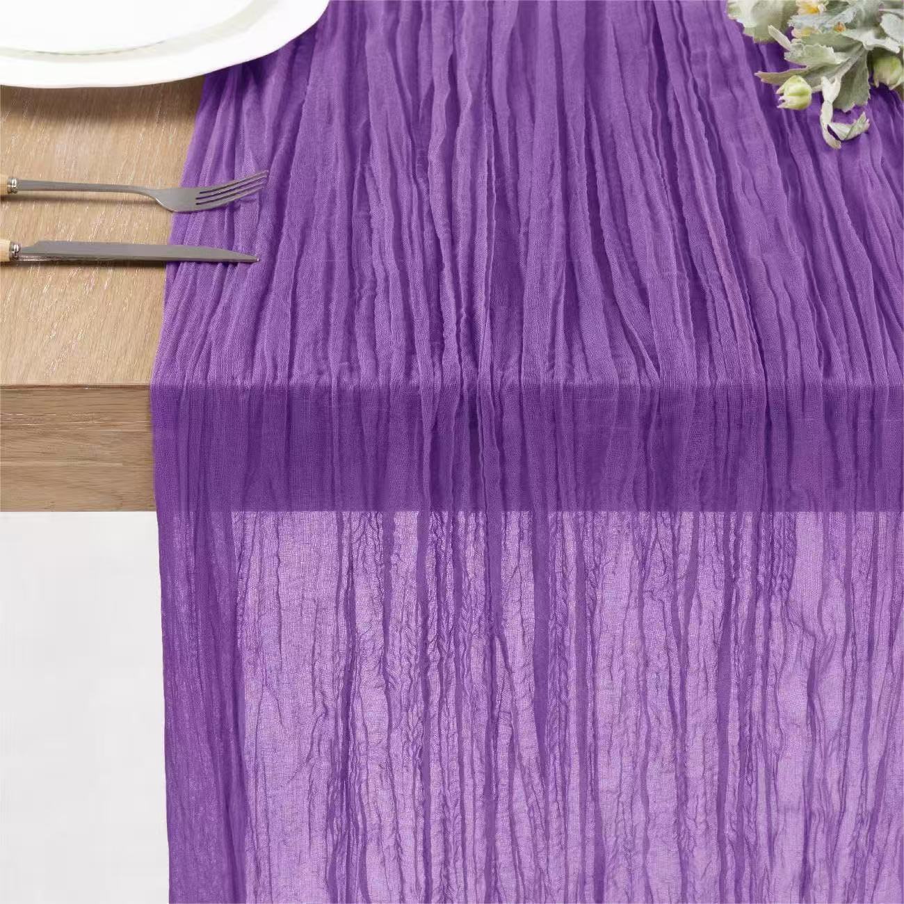 Cheesecloth Table Runner Boho Chic Gauze Semi-Sheer Halloween Tablecloth for Wedding Celebrations for Banquet Holiday Decorations,Purple