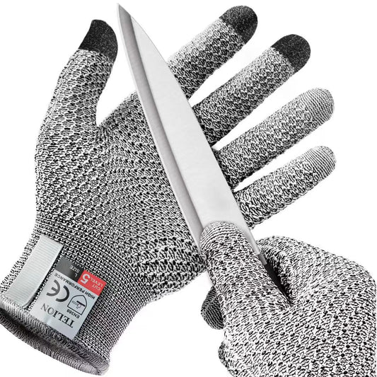  Cut Resistant Work Gloves for Women and Men Level 5 Protection, Safety Kitchen Cut Gloves for Chef Oyster Shucking Mandolin Meat Cutting (Medium5-pairs),Grey