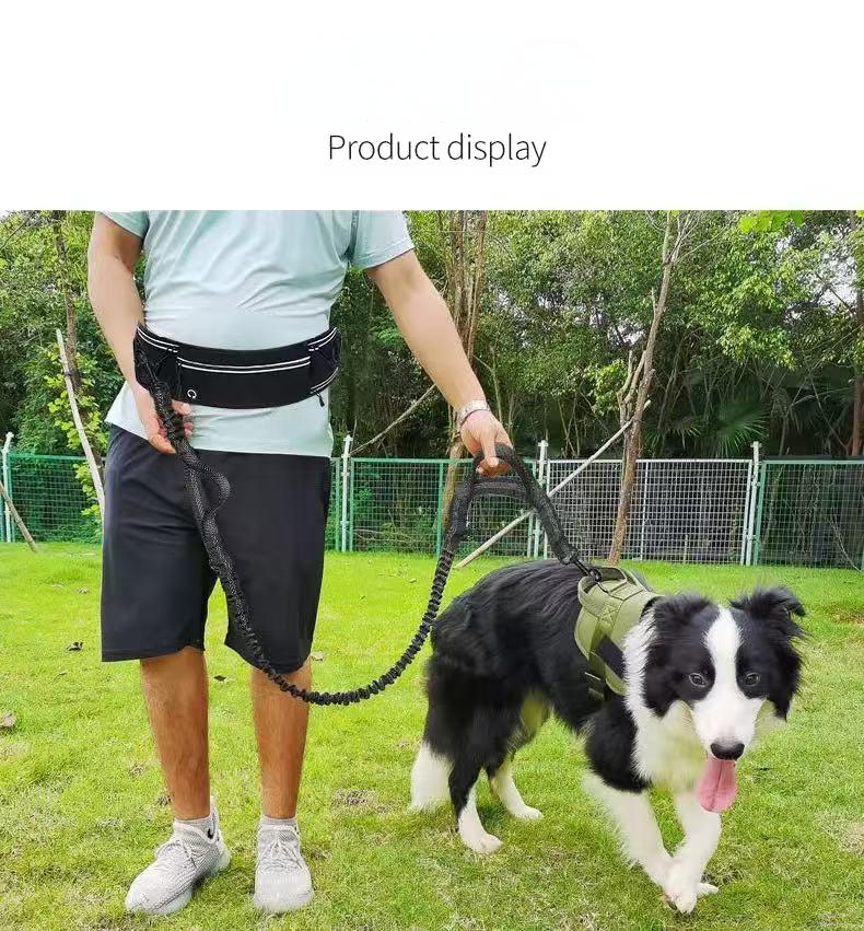 Scalable Sports Waist Bag Pet Traction Rope, Explosion-proof Punch, Anti slip, Waist Protection, for Small and Medium Dogs, Freeing hands,Blue