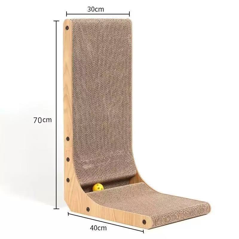 Cat Scratcher, L Shape Cat Scratch Pad Wall Mounted, Cat Scratching Cardboard with Ball Toy for Indoor Cats