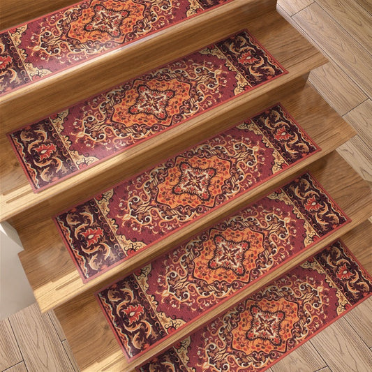 European Classical Stair Treads Carpet Non-Slip Indoor Stair Runners for Wooden Steps, Stair Rugs for Kids and Dogs, 5/10/15PCS, 8" X 30",BOHO