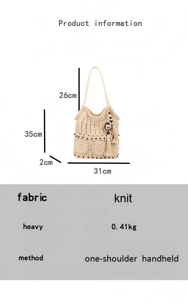 The Hobo Bag - Hand Crochet Large Women's Purse for Everyday & Travel - Durable Handbag & Tote With Zipper Pocket,Khaki