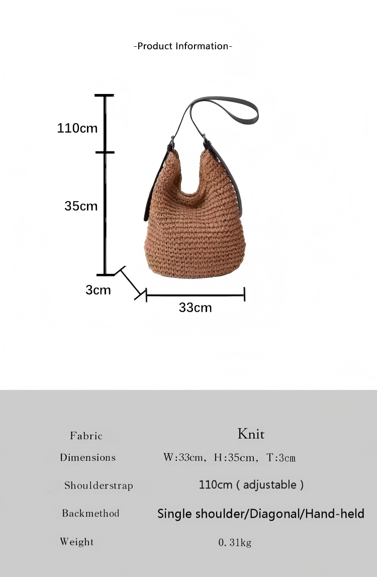 The Hobo Bag - Hand Crochet Large Women's Purse for Everyday & Travel - Durable Handbag & Tote With Magnetic Buckle,Environment Protection,Beige
