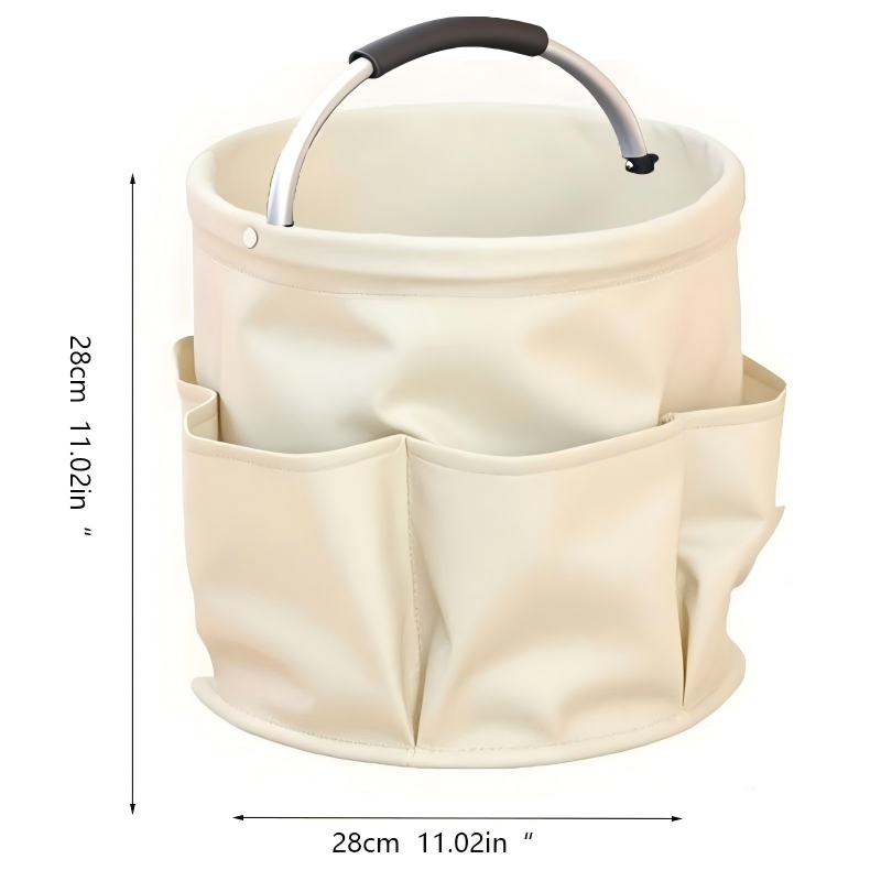 Collapsible Basket with Handles: Portable Picnic, Beach, Garden Harvest,Market Shopping Basket, Home Storage, Bathroom Organizer,Beige