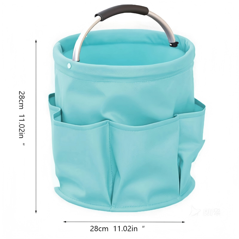 Collapsible Basket with Handles: Portable Picnic, Beach, Garden Harvest,Market Shopping Basket, Home Storage, Bathroom Organizer,Skyblue