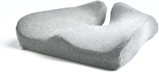 Pressure Relief Seat Cushion for Long Sitting Hours - Memory Foam for Soft Support. Car & Chair Pad for Hip, Tailbone, Sciatica - Grey