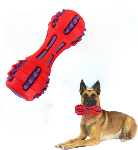 Dog Squeaky Toys, Chew Toys for Aggressive Chewers, Rubber Dog Toy, Durable Squeaky Dog Toys for Large Medium Small Dogs,Red&Purple