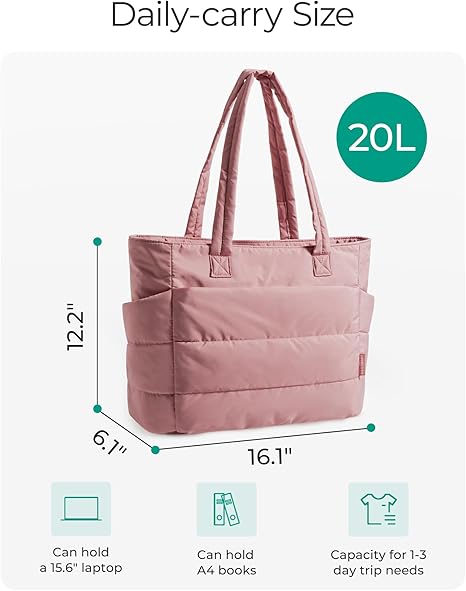 Tote Bag for Women, Lightweight Puffy Tote Bag with Compartments Shoulder Bag Handbag for Travel, Work, Gym | Lightweight, Puffy, Quilted