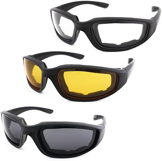 3 Pair Motorcycle Riding Glasses Padding Goggles UV Protection Dustproof Windproof Motorcycle Sunglasses for Outdoor Actives,Mashup