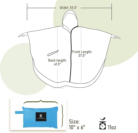 Unisex Rain Poncho Raincoat Hooded with Pockets&ZIpper ,Fashion,Beautiful, Durable, Lightweight,(Green)