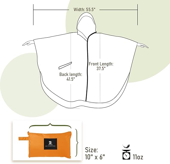 Unisex Rain Poncho Raincoat Hooded with Pockets&ZIpper ,Fashion,Beautiful, Durable, Lightweight,(Orange)