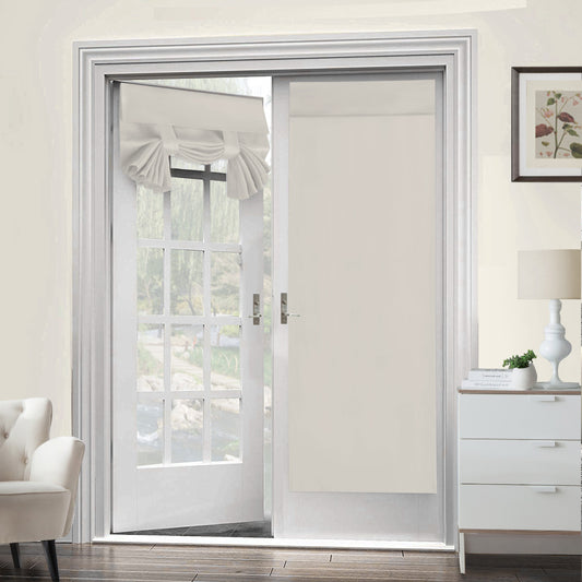 2x Blackout Door Curtain - Privacy Thermal Insulated Door Window Curtains for Patio French Door Front Door Sidelight Curtain Tie up Shade, Ivory