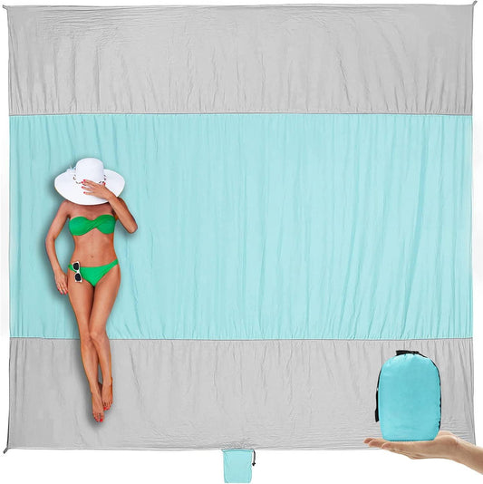 Extra Large Beach Blanket Waterproof Sandproof with 4 Stakes, Easy to Clean, Lightweight ,Fast (Copy)