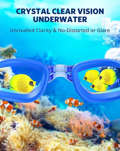 Swim Goggles, Swimming Goggles No Leaking Full Protection Adult Men Women Youth,Grey Silver
