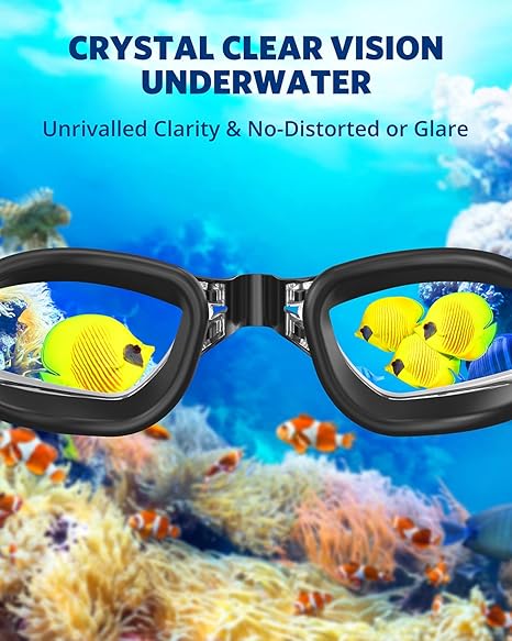 Swim Goggles, Swimming Goggles No Leaking Full Protection Adult Men Women Youth,Black Clear