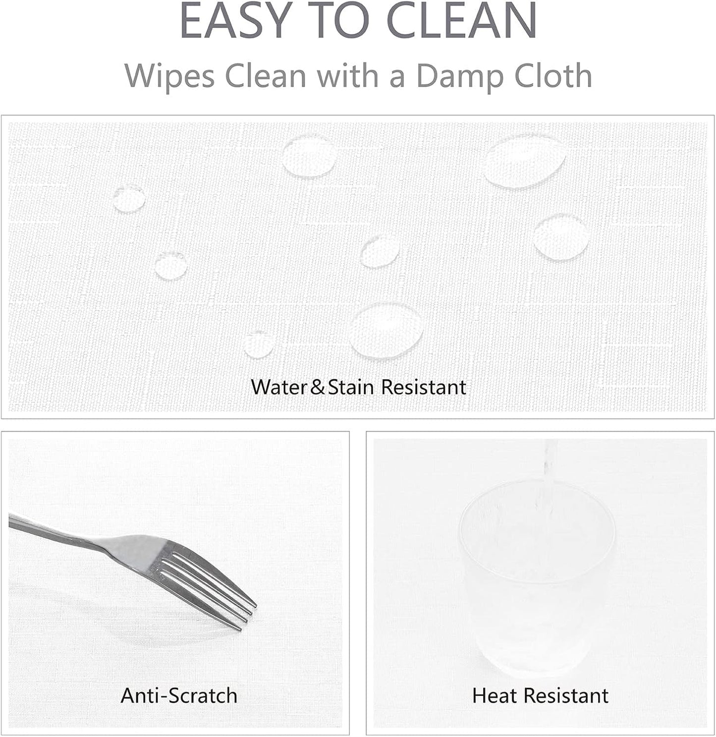 Tablecloths, Waterproof Table Cloth, Linens Wrinkle Free Anti-Fading, Rustic Table Cover Decoration for Kitchen Dinning Christmas,White