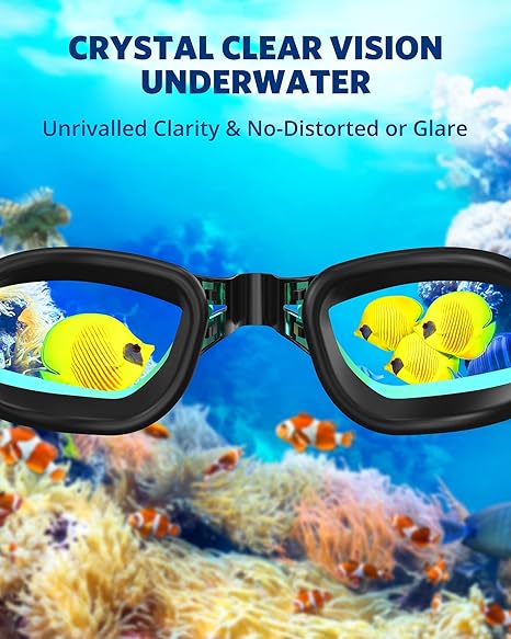 Swim Goggles, Swimming Goggles No Leaking Full Protection Adult Men Women Youth,Black Colorful
