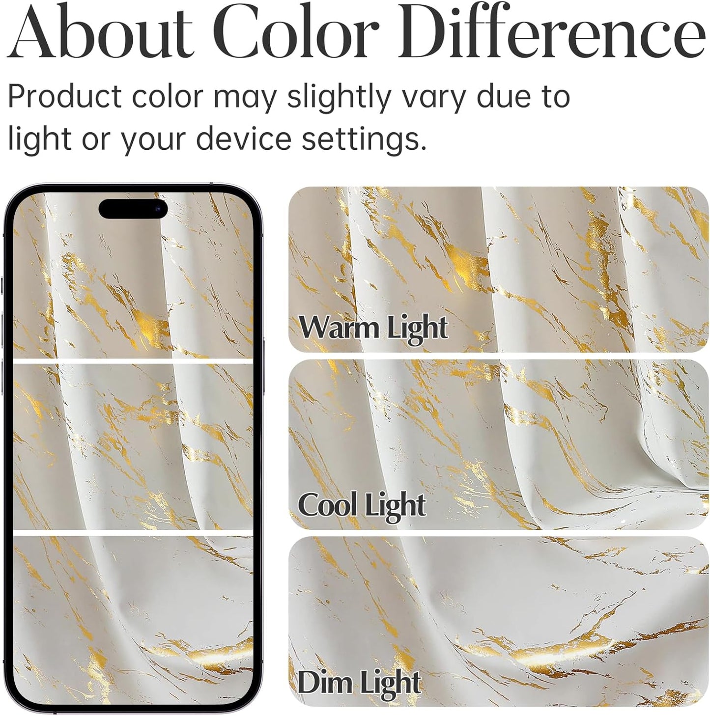 90% Blackout Curtains 2 Panels, Gold Marble Patterned Blackout Curtains Thermal Insulated Room Darkening Drapes for Living Room ,Beige