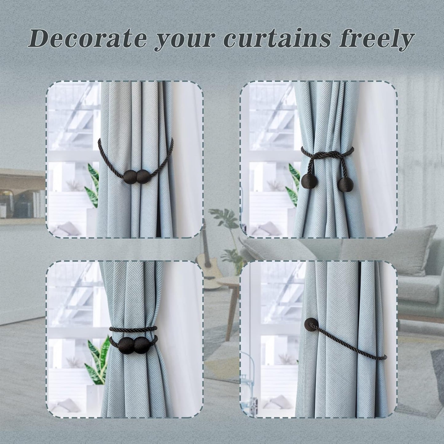 Curtain Tiebacks Buckles Holdbacks Holders Hooks Clip for Home Outdoor Bedroom Office Decorative Curtain(Navy)