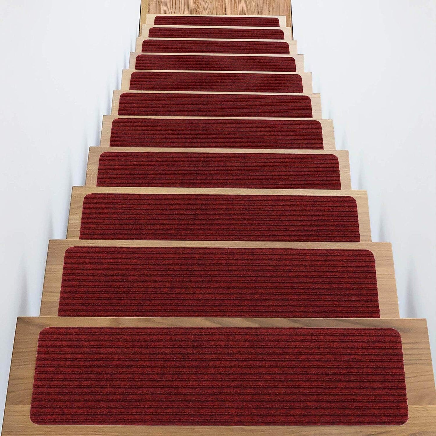 Stair Treads Carpet Non-Slip Indoor Stair Runners for Wooden Steps, Stair Rugs for Kids and Dogs, Set of 15, 8" X 30", Burgundy