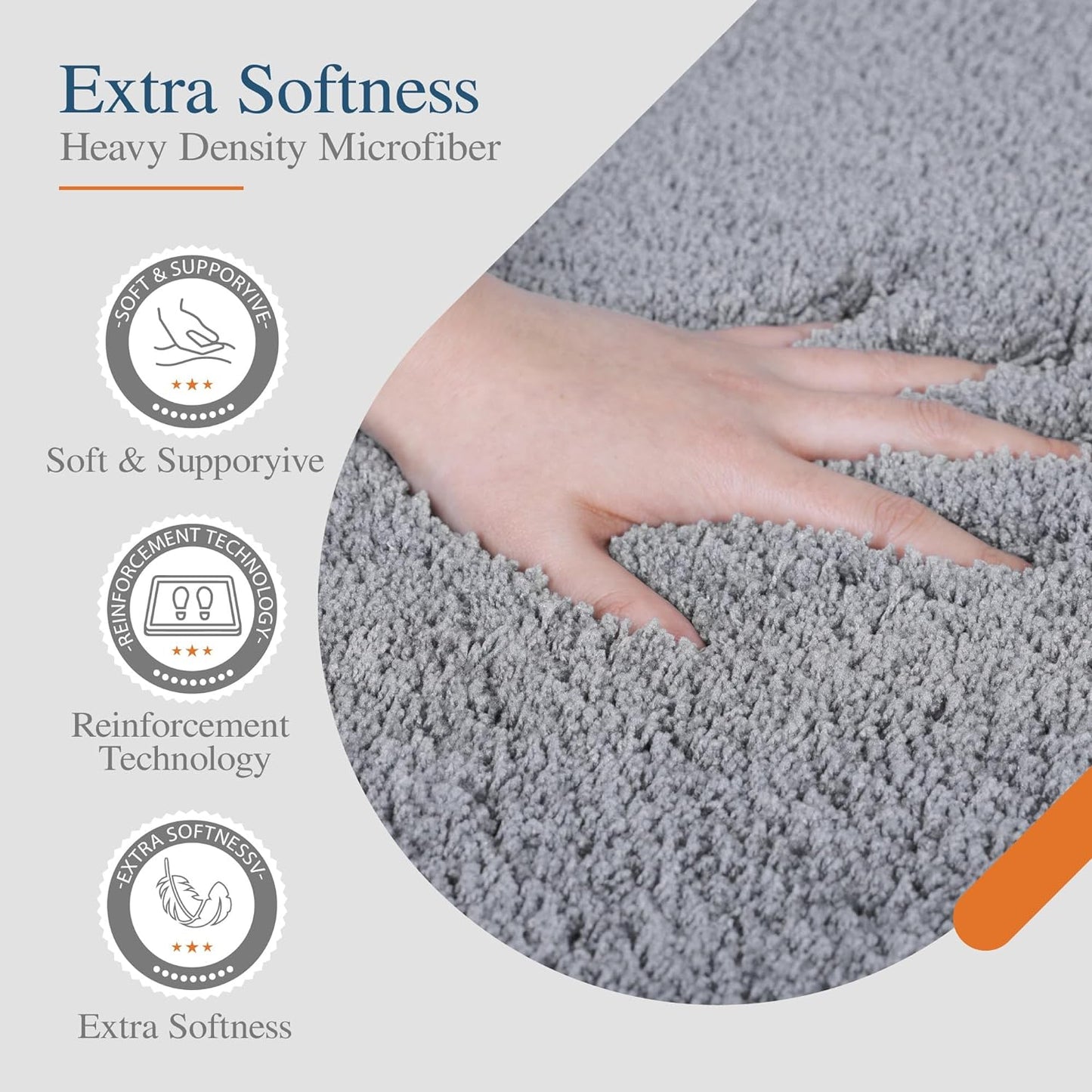 Bath Rug for Bathroom Non Slip Bathroom Mat Water Absorbent Soft Microfiber Shaggy Bathroom Rug Machine Washable Bath Mat,Grey