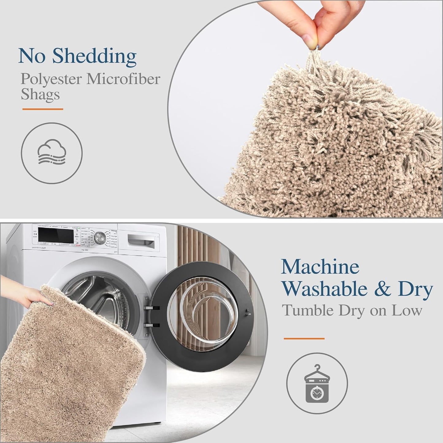 Bath Rug for Bathroom Non Slip Bathroom Mat Water Absorbent Soft Microfiber Shaggy Bathroom Rug Machine Washable Bath Mat,Beige