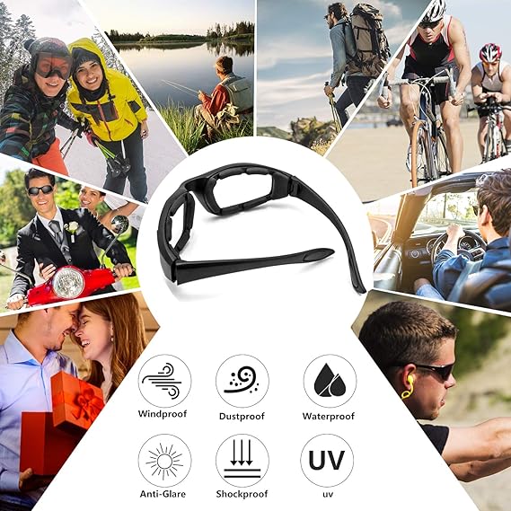 3 Pair Motorcycle Riding Glasses Padding Goggles UV Protection Dustproof Windproof Motorcycle Sunglasses for Outdoor Actives,Mashup