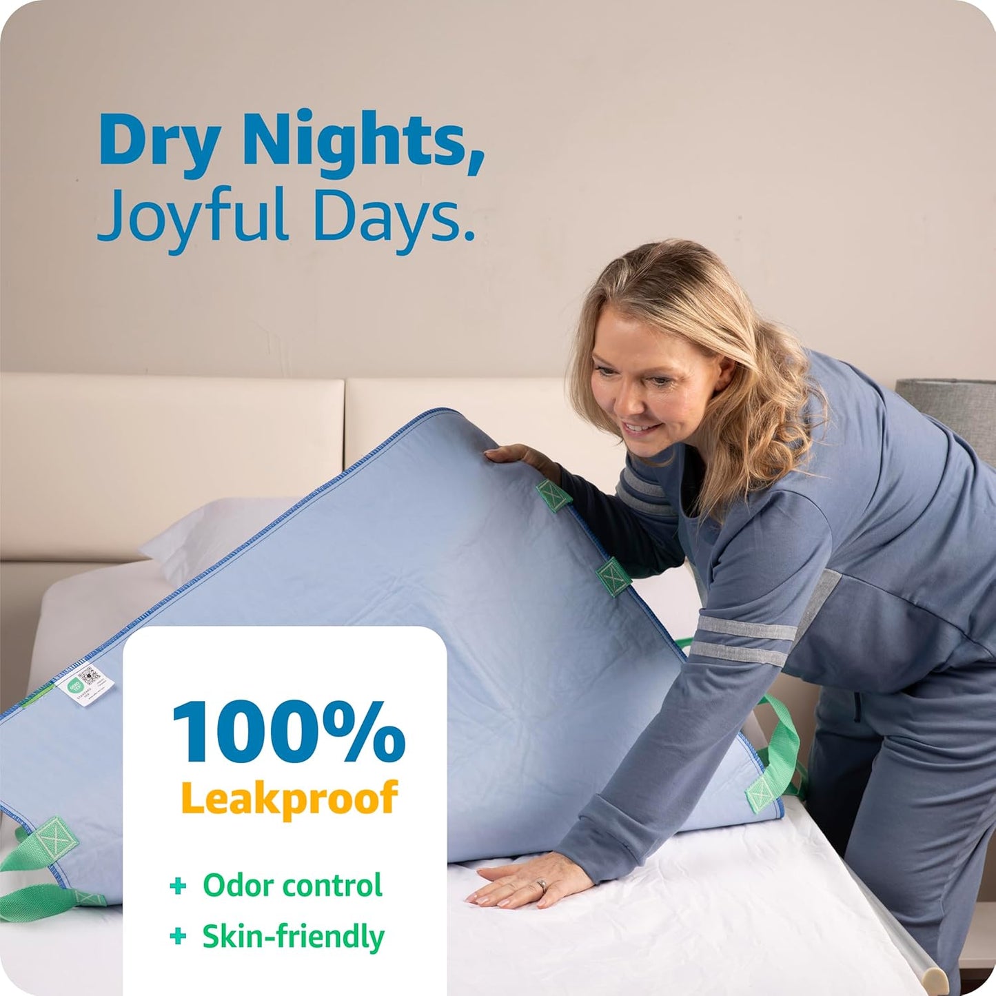 Positioning Bed Pad, with 6/8 Reinforced Handles, Quick-Drying, Washable, Waterproof, for Lifting, Turning, Transfering, Elderly and Incontinence Patients, Green