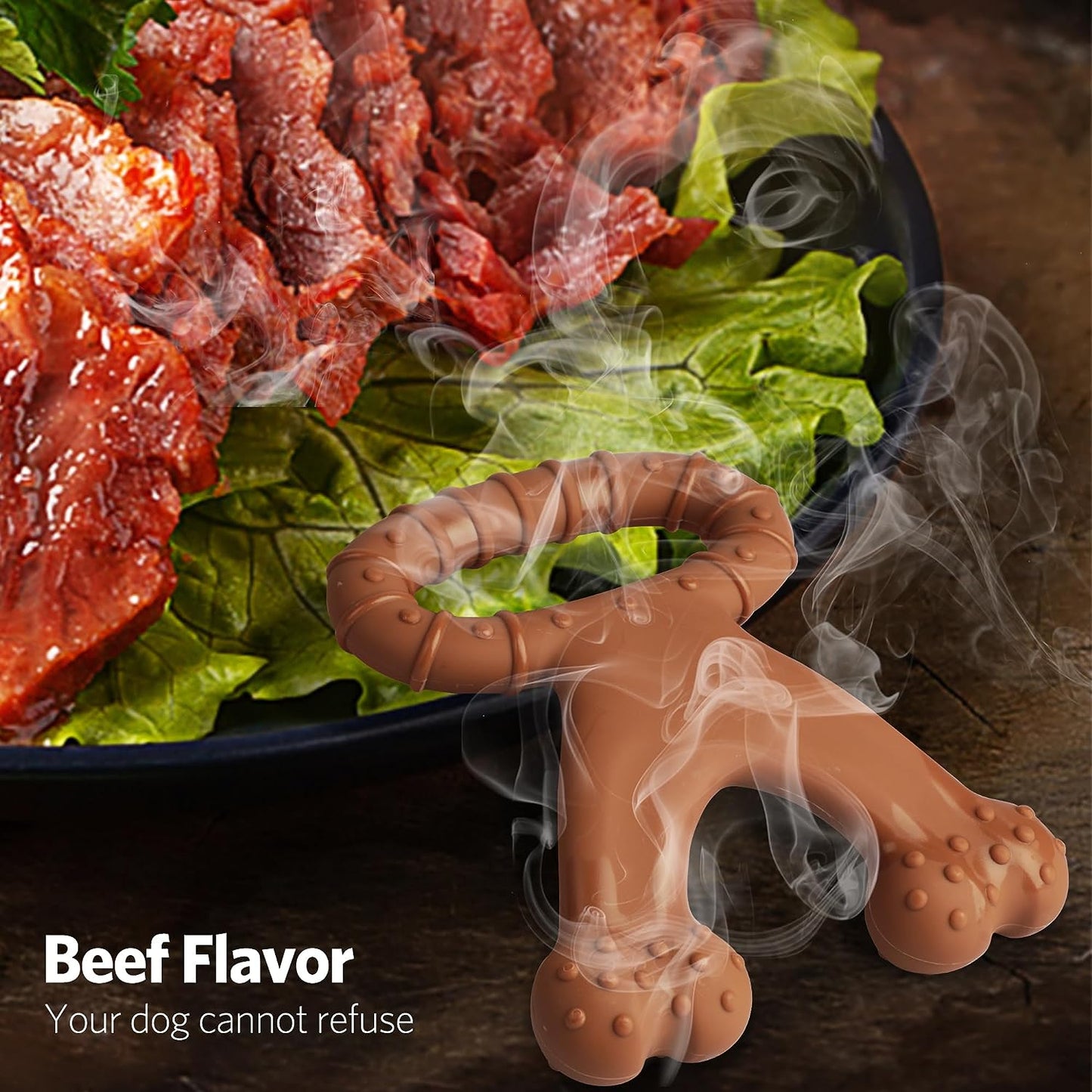 Dog Toys for Aggressive Chewers, Beef Flavor Indestructible Dog Chew Toys for Aggressive Chewers, Tough Dog Chew Toys for Large/Medium/Small Dogs