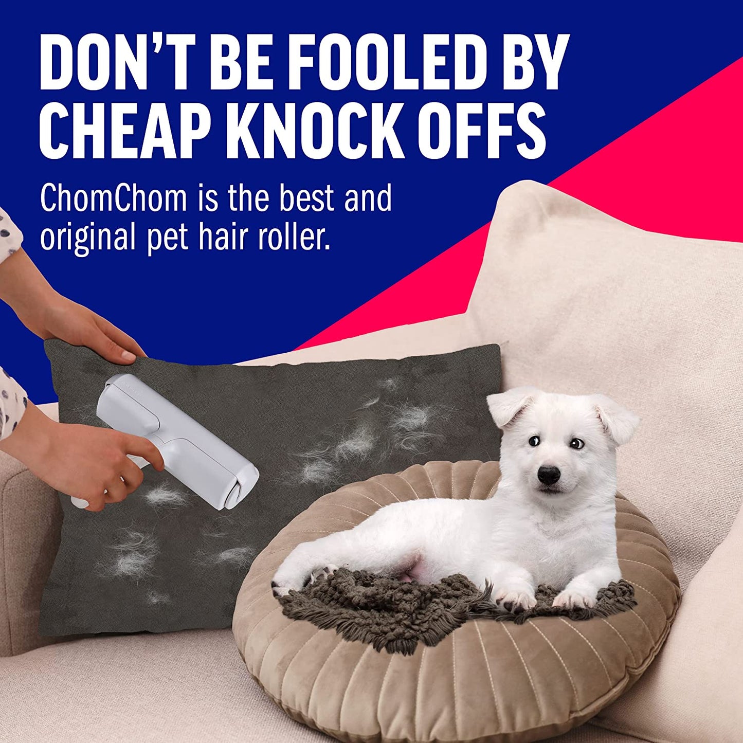 Reusable Cat and Dog Hair Collector for Furniture, Couch, Carpet, Car Seats or Bedding - Portable, Multi-Surface Lint Roller and Fur Removal Tool