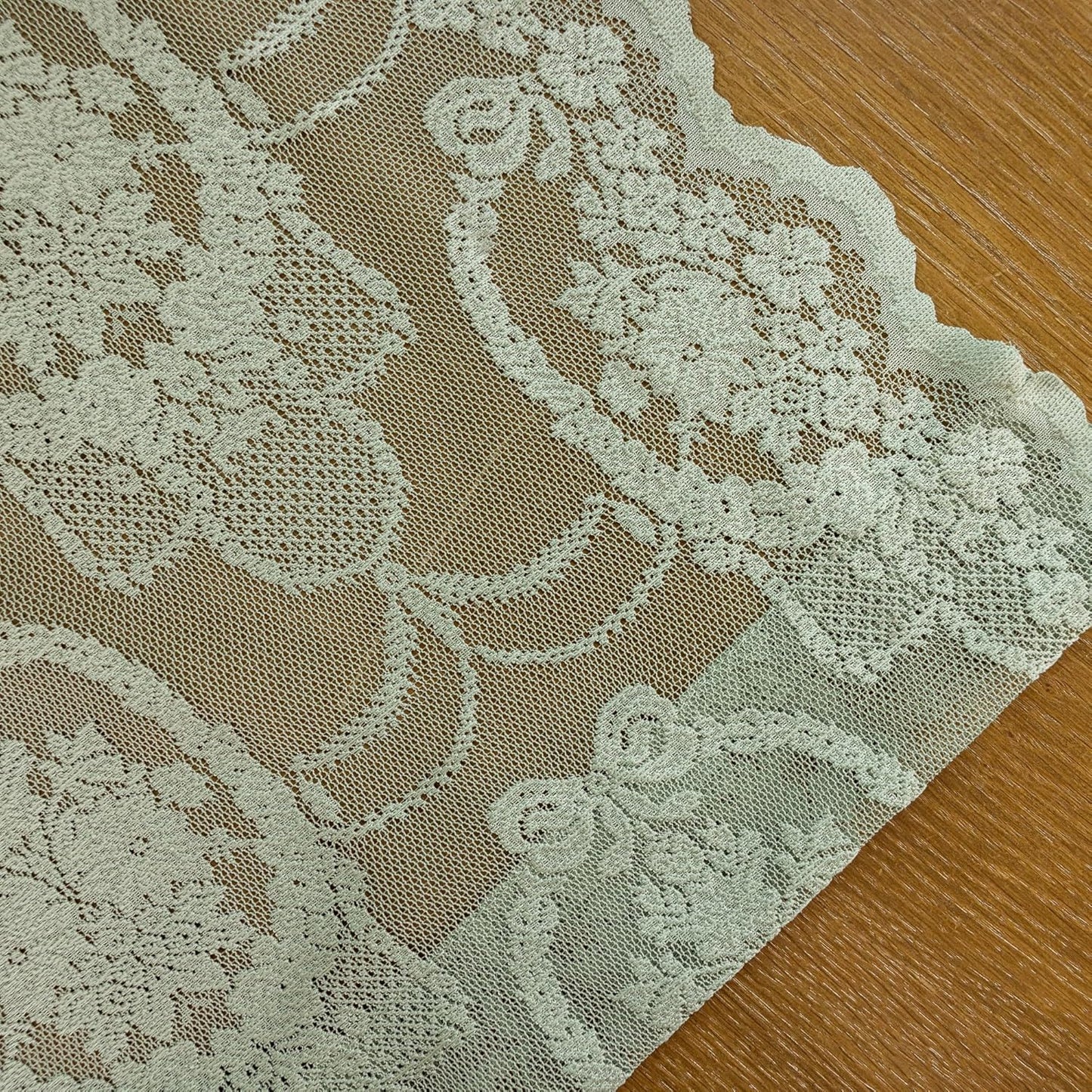 Green Lace French Delicacy Curtains -Rod Pocket Luxury Vintage Bow Butterfly Flower Sheer Lace Curtains for Living Room Bedroom