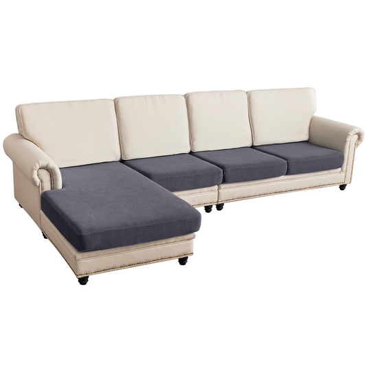 Sectional Couch Covers 4 Pieces Sofa Seat Cushion Covers L Shape Separate Cushion Couch Chaise Cover for Both Left/Right Sectional Couch (Large Sofa 3 Seater + 1 Chaise, Grey)