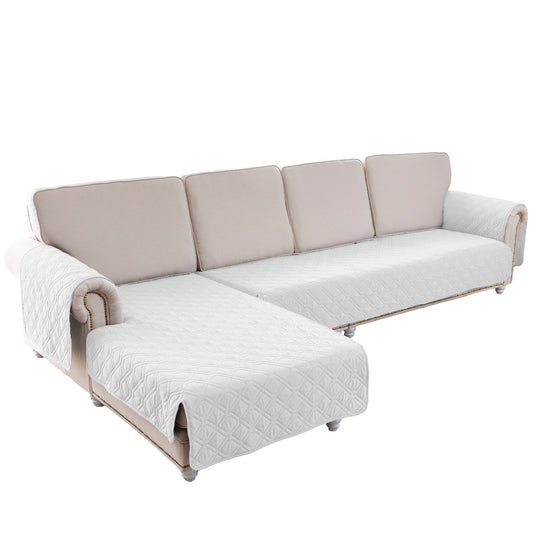 L Shape Sectional Couch Covers 2-Piece 100% Waterproof Pet Couch Covers for Sectional Sofa Washable(Left Chaise + 2/3 Seat Sofa, White)