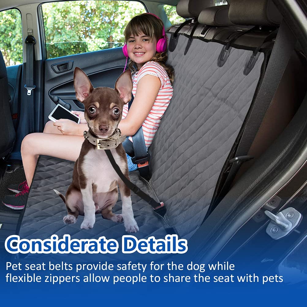 Dog Car Seat Covers with Mesh Window,Dog seat Cover with Side Flap for Cars, Trucks, and Suv's - Waterproof & Nonslip Pet Seat Cover for Backseat, Grey