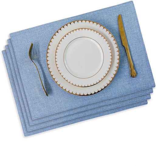 Blue Placemats Set of 4/6/8 Table Place Mats Mother's Day Decorations Blush Placemats Washable Place Mats for Dining Kitchen Restaurant Table