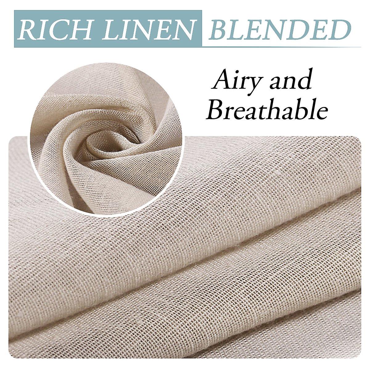 Outdoor linen sheer curtains for patio waterproof with detachable self-stick, natural