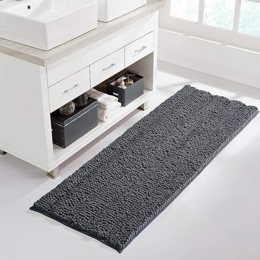 Grey bathroom rug, extra thick indoor outdoor durable doormat for front door