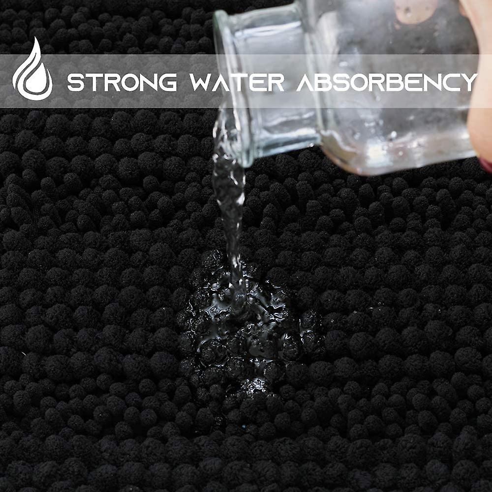 Black bathroom rug, extra thick indoor outdoor durable doormat for front door