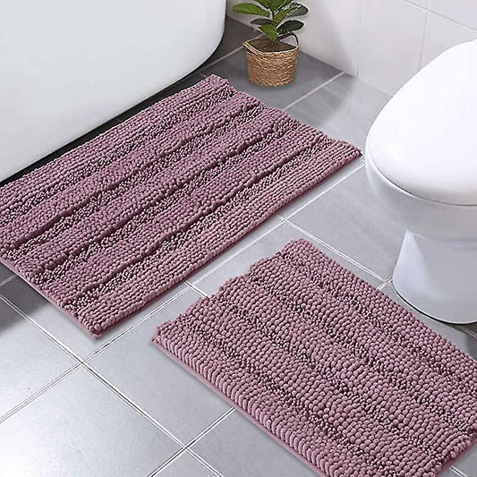 Mauve bath mats shower rugs slip-resistant, 50x80cm&43x61cm