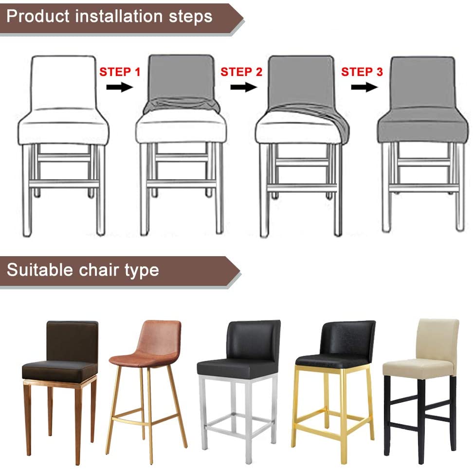 Reusable Pub Counter Stool Chair Covers Set of 2/4/6/8, Dark Cyan
