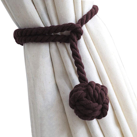 Curtain Tiebacks - 2/4 PCS Handmade Rural Decorative Curtain Holdbacks (Drak Coffee)