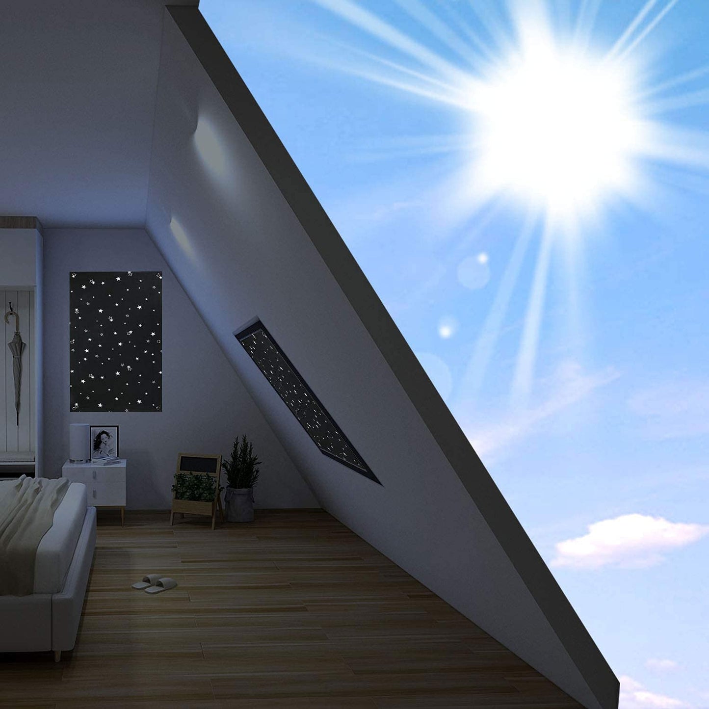 2x Blackout Blind Skylight Window Shades with Suction Cups Portable Thermal Insulated Adjustable Free for Travel Baby Nursery Car Bedroom Sleep Better Guaranteed Darkening Curtain Light