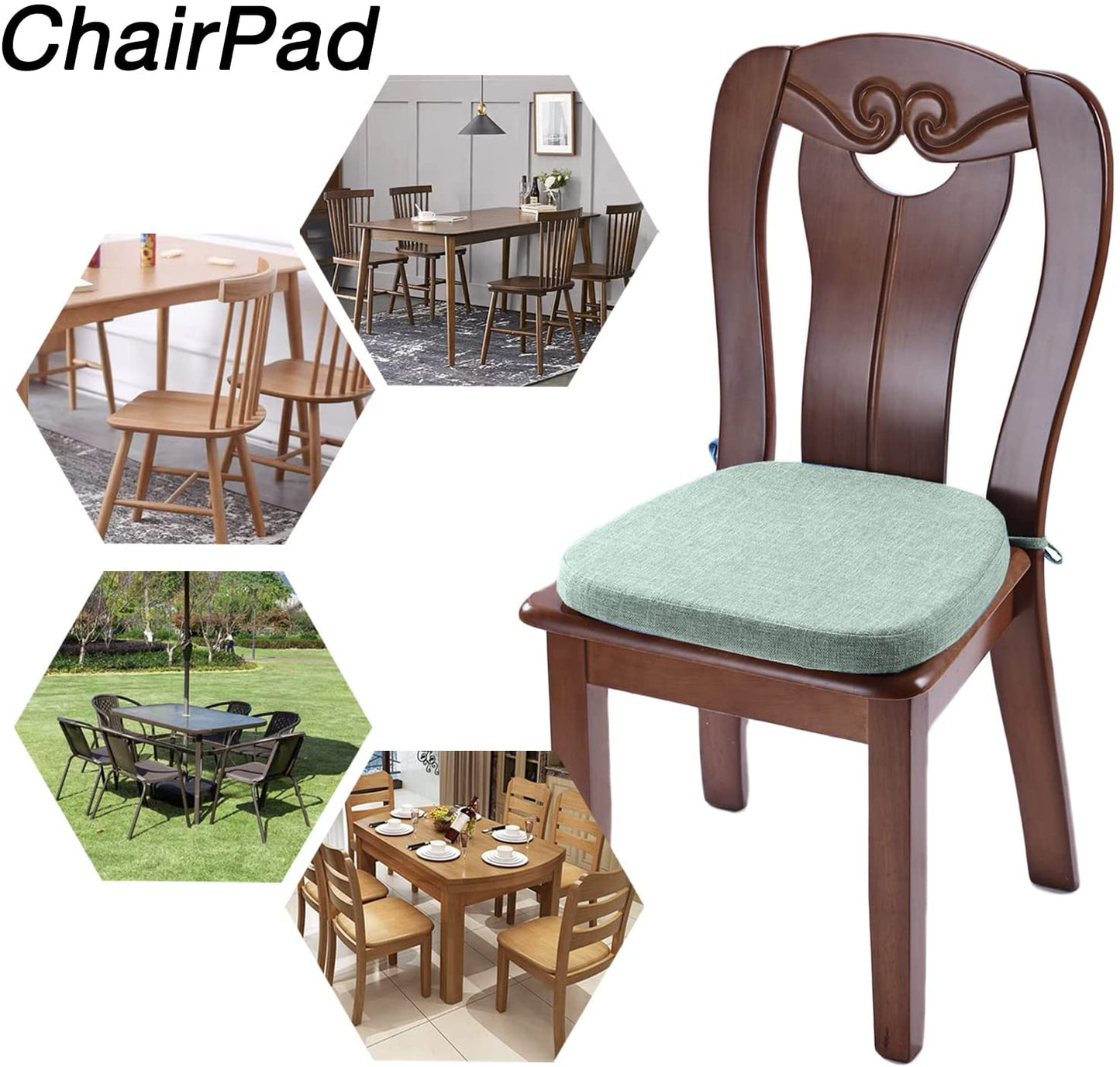 Chair Cushion with Ties for Dining Chairs(1/4/6/8 PCS, Light Blue)