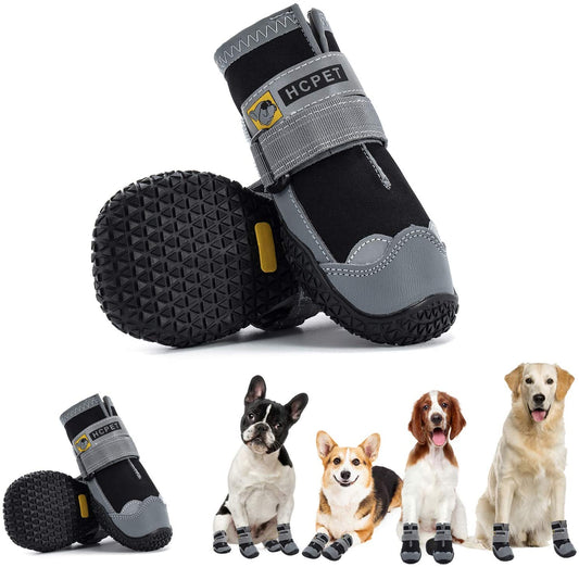 Dog Boots Breathable Dog Shoes for Small Medium Large Dogs, Anti-Slip Puppy Booties Paw Protector with Reflective Straps 4Pcs, Black