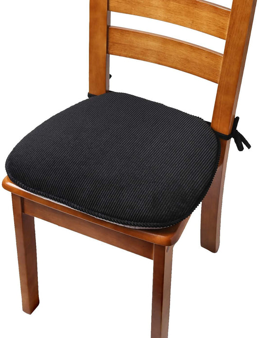 Indoor Chair Pad with Ties, Dining Chair Pads, Non Slip Seat Cushions for Kitchen Chairs (4/6/8 PCS, Black)